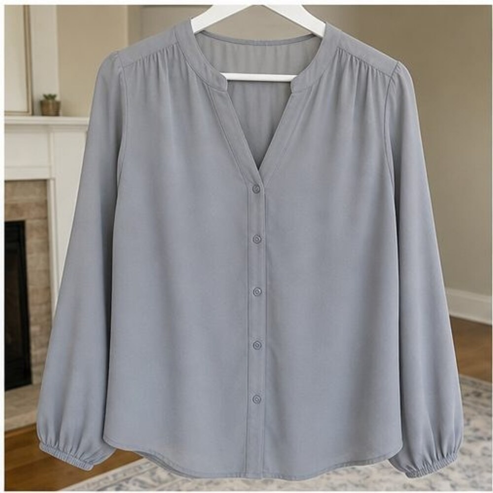 Gray Button Blouse